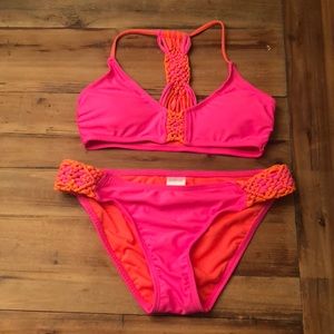 Hot pink and orange bikini